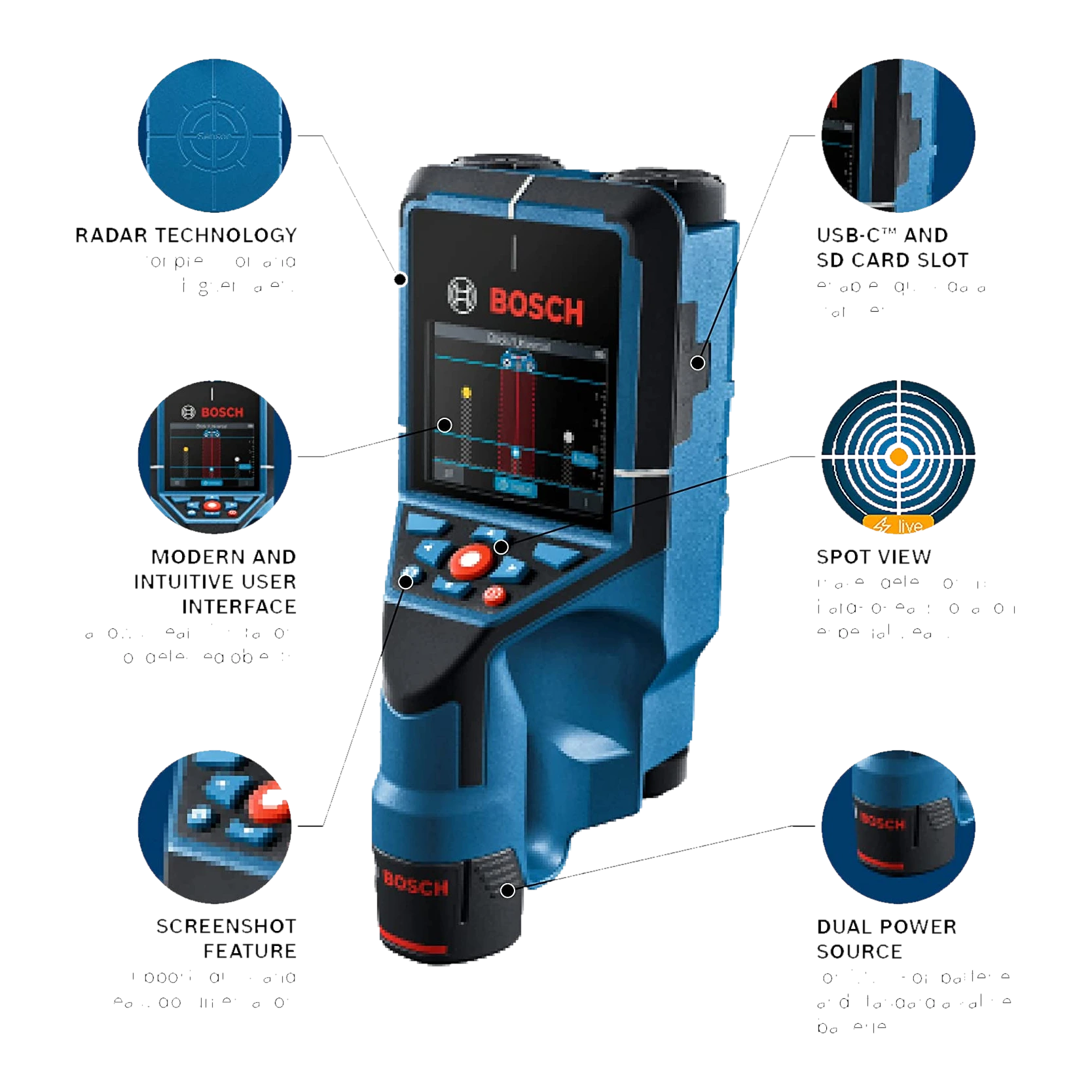 ZAMIRANABZAR-BOSCH-D-tect 200 C-ردیاب فلز 200 میلیمتری بوش مدل D-tect 200 C