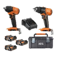 ZAMIRANABZAR-AEG-BSS18C2+BSB18G4-کیت دریل چکشی و پیچ گوشتی شارژی آاگ AEG مدل BSS18C2+BSB18G4