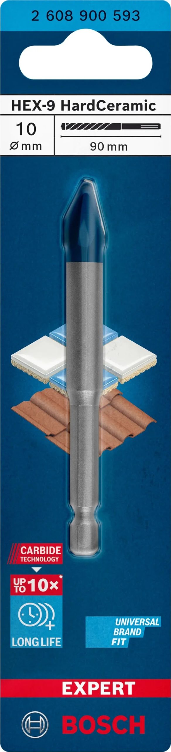 ZAMIRANABZAR-BOSCH-2608900593-مته سرامیک بوش مدل HEX-9 HardCeramic قطر 10 میلیمتر کد 2608900593