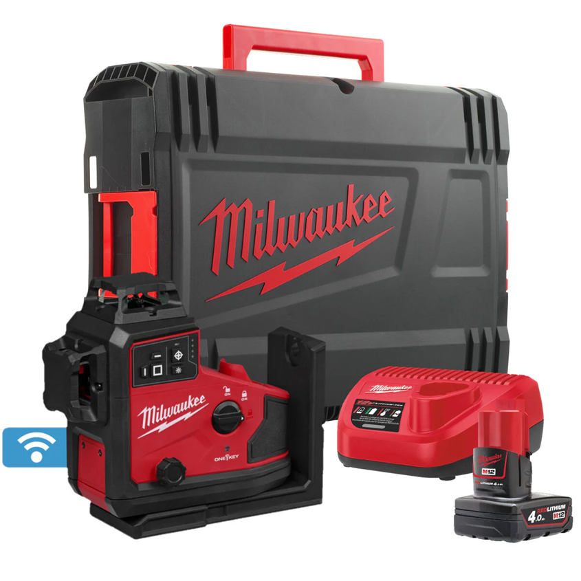 ZAMIRANABZAR-MILWAUKEE-M12A3PLO-401C-کیت تراز لیزری نورسبز میلواکی Milwaukee مدل M12A3PLO-401C