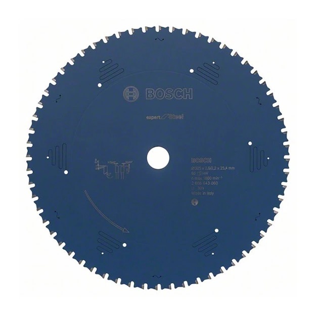 ZAMIRANABZAR-BOSCH-2608643060-تیغه اره دیسکی فلزبر بوش EXPERT for Steel سایز 305 میلیمتر 60 دندانه کد فنی 2608643060